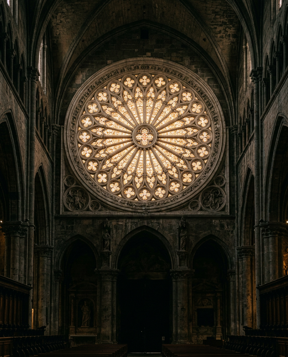 Gothic rose window in a Florentine cathedral